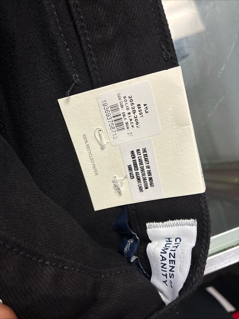 Women’s Citizens Of Humanity Ayla Baggy Jeans Solid Black SZ 27 NWT New - Picture 7 of 8